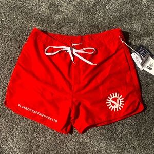 Mens Red Playboy swim shorts